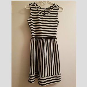 BeBop Black and White Striped Mid Length Dress